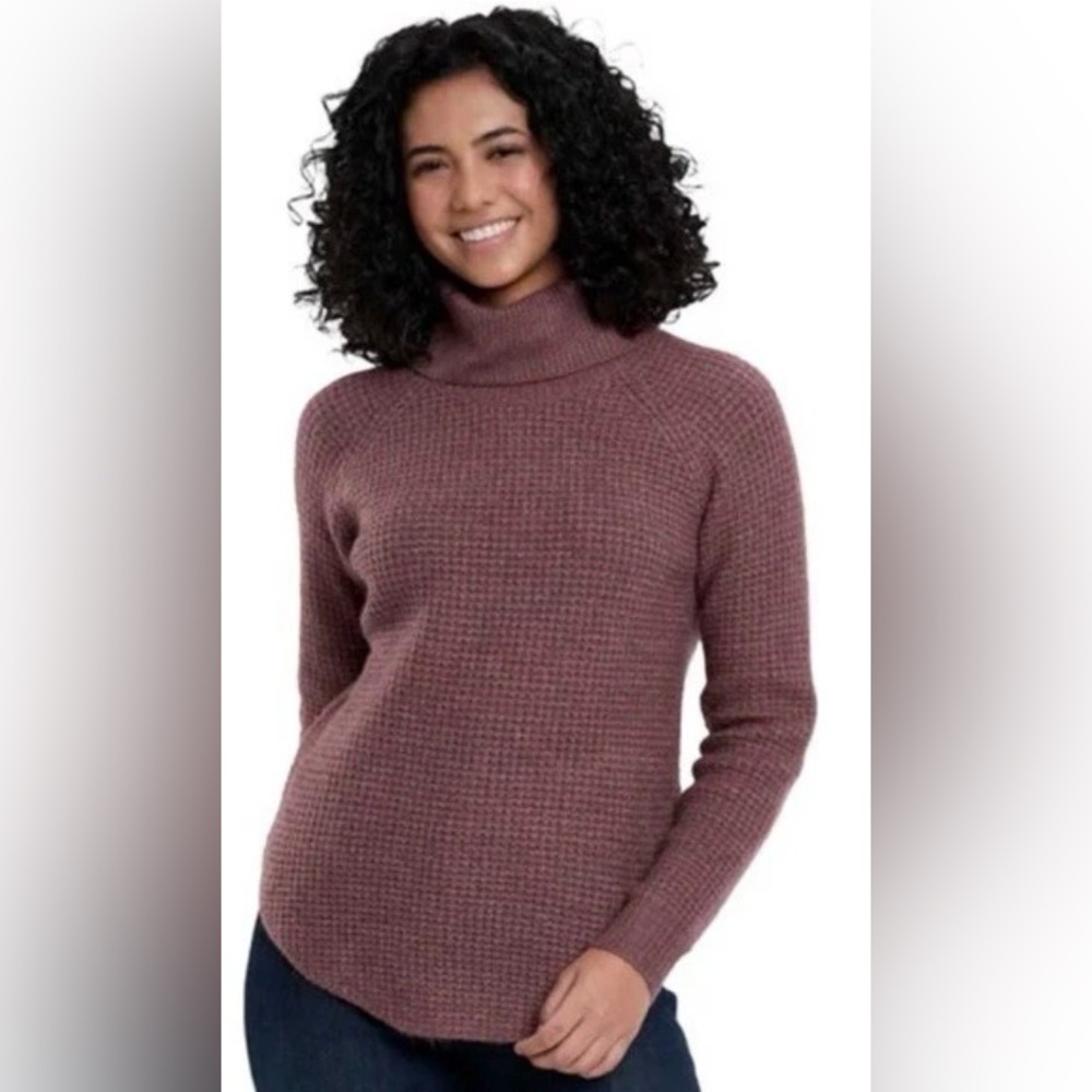 Kuhl Sienna Sweater Alpenrose Pink Cowl Neck Oversized Waffle Knit size XS